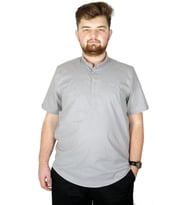 Mode XL Buyuk Beden Erkek Kısa Kol Hakim Yaka 20387 Gri