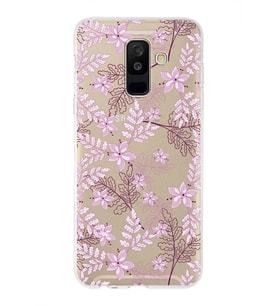 Samsung Galaxy A6 Plus (2018) Uyumlu Kapak Floral Pudra Tasarımlı Şeffaf Silikon Kılıf