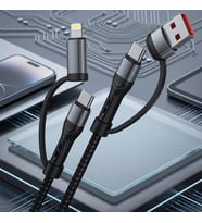 6A Hızlı Şarj Kablosu 3'ü 1 Arada Type-C + Lightning + USB Veri Aktarım Kablosu 33W/67W Destekli Şarj Kablosu