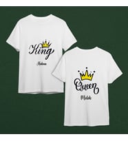 Kral & Kraliçe ( King & Queen ) Tasarımlı Tişört Kişiye Özel ( Unisex - Büyük - Çocuk )