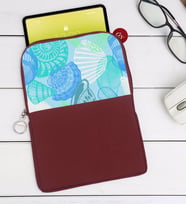 BK Gift Deniz Kabukları Tasarımlı Taşınabilir Koruyucu Tablet Kılıfı & Organizer Çanta - Bordo-1