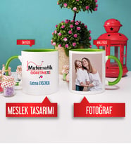 Matematik Öğretmeni Kupa Bardak Yeşil Fotoğraflı