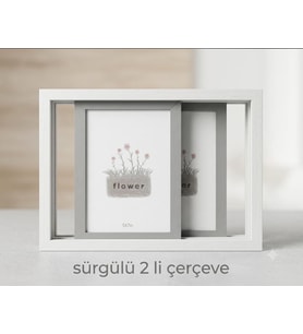 2 Lİ Kaydırmalı BEJ Renkli Ahşap Çerçeve Dekor FOTOĞRAF Çerçevesi