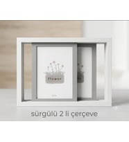 2 Lİ Kaydırmalı BEJ Renkli Ahşap Çerçeve Dekor FOTOĞRAF Çerçevesi