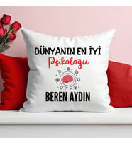 Dünyanın En İyi Psikoloğu Baskılı Elyaf Dolgulu Saten Hediye Yastık