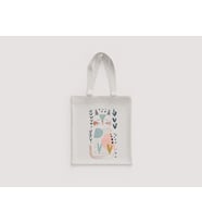 Tilki Silüeti Çiçekli Minimal Pastel Desenli Omuz Çantası Hediyelik Ham Bez Çanta
