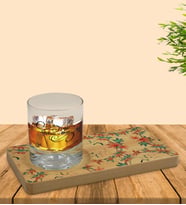 BK Gift Kişiye Özel Modern Art Tasarımlı Doğal Ahşap Tabaklı Viski Bardağı Sunum Seti Model 22