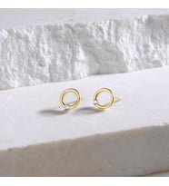 14 Ayar Altın Oval Tek Taş Küpe 1,15 gr