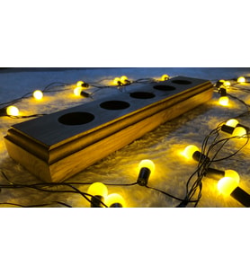 5'li 40 cm Dekoratif Doğal Ahşap Yatay Kütük Tealight Mumluk +5 Adet Tealight Mum Dahil