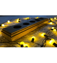 5'li 40 cm Dekoratif Doğal Ahşap Yatay Kütük Tealight Mumluk +5 Adet Tealight Mum Dahil