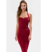 Kadın Maxi Bodycon Örme Elbise V Yaka İnce Askılı Yazlık Şık Günlük Kullanım Modern Tasarım
