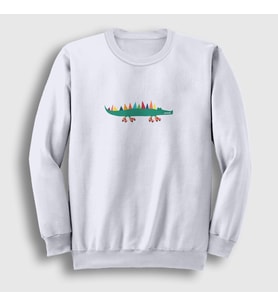 Presmono Unisex Beyaz Little Alligator Timsah Sweatshirt 288518tt (Beyaz)