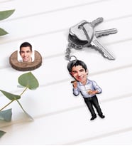 BK Gift Kişiye Özel Baba Karikatürlü Ahşap Anahtarlık-1