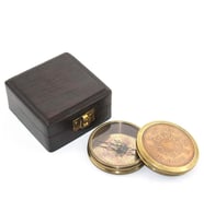 Ahşap Kutulu Pirinç Pusula 10*5 cm