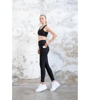 Siyah Yandan Cepli Spor Tayt