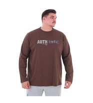 Erkek 115-155 Kilo Arası İçin Uygun Uzun Kol Bisiklet Yaka Mevsimlik Baskılı İnce Sweatshirt (Kahverengi)