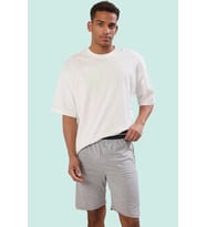 Erkek Kısa Boy Relaxed Fit Örme Şort 2li Paket Günlük Rahatlık Hafta Sonu Kaliteli Malzeme (Lacivert-Gri)