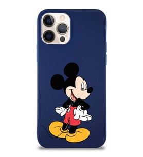 Apple iPhone 12 Pro Soft Premier Kapak Mickey Mouse-D Tasarımlı Silikon Kılıf - Lacivert (Şeffaf)