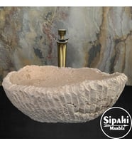 Traverten Çanak Model Doğal Patlatma Lavabo