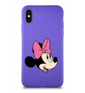 Apple iPhone XS Soft Premier Kapak Minnie Mouse-A Tasarımlı Silikon Kılıf - Mor (Şeffaf)