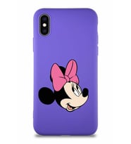 Apple iPhone XS Soft Premier Kapak Minnie Mouse-A Tasarımlı Silikon Kılıf - Mor (Şeffaf)