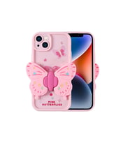 Apple iPhone 14 Uyumlu Kılıf Kamera Korumalı Figür Tasarımlı Zore Kapya Kapak (Açık Pembe)