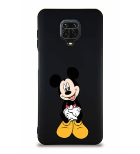 Xiaomi Redmi Note 9 Pro Soft Premier Kapak Mickey Mouse-A Tasarımlı Silikon Kılıf - Siyah (Şeffaf)