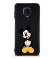 Xiaomi Redmi Note 9 Pro Soft Premier Kapak Mickey Mouse-A Tasarımlı Silikon Kılıf - Siyah (Şeffaf)