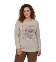 Kadın Pano Baskılı Bluz BGL-ST05072 (Taş)