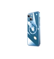 Apple iPhone 14 Uyumlu Kılıf Wireless Şarj Özellikli Sert PC Zore Riksos M-safe Kapak (Mavi)
