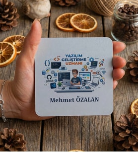 Kişiye Özel Yazılım Geliştirme Uzmanı Bardak Altlığı Mühendisler Günü Hediyesi (Beyaz)