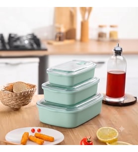 Valfy Vakum Subaplı Saklama Kabı Seti (3'lü Paket - 2.6 Litre) - Derin Dondurucuya Uygun Bulaşık Makinesinde Yıkanabilir