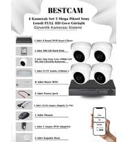 BESTCAM 4 Kameralı Set 5 Mega Piksel Sony Lensli FULL HD Gece Görüşlü Güvenlik Dome Kamera Seti 500 GB Hard Disk