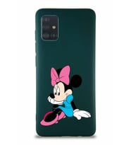 Samsung Galaxy M31S Soft Premier Kapak Minnie Mouse-E Tasarımlı Silikon Kılıf - Yeşil (Şeffaf)
