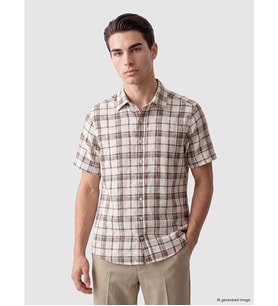LCWAIKIKI Classic Kahverengi Regular Fit Ekose Armürlü Erkek Gömlek