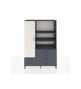 Hyperion Dolap 7 Raflı 6 Çekmeceli Tek Kapaklı  132x44x195 Antrasit-Aytaşı/Antrasit