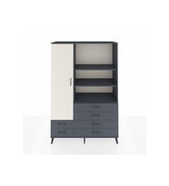 Hyperion Dolap 7 Raflı 6 Çekmeceli Tek Kapaklı  132x44x195 Antrasit-Aytaşı/Antrasit
