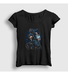 Presmono Kadın Siyah Sub Zero V4 Mortal Kombat T-Shirt 148003tt