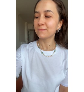 Sedef Amazonit pembe kuvars kolye