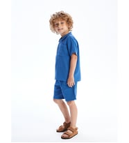 LCW Kids Mavi Beli Lastikli Basic Müslin Erkek Çocuk Şort