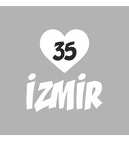 Kalpli 35 İzmir Araba Sticker siyah 20x15 CM (Beyaz)