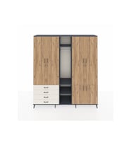 Hyperion Dolap 14 Raflı 4 Çekmeceli Tek Askılı 220x44x243 Antrasit-Çam/Aytaşı