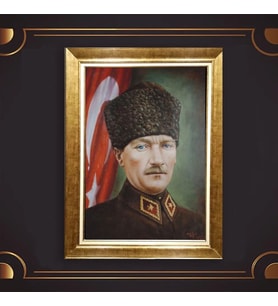 Özel Seri Paspartulu Çerçeveli Atatürk Tablo l806 (Gold)