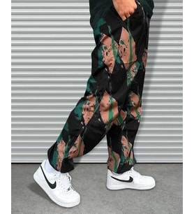 Unisex Beli Lastikli Cepli Paraşüt Pantolon - Siyah