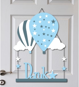Kişiye Özel Uçan Balon Tasarımlı Kapı Süsü 55x30cm