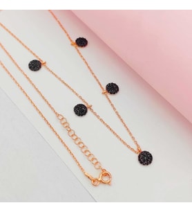 Gümüş Daire Taşlı Sembol Sallantılı Kolye 925 Ayar