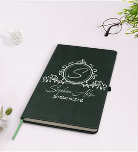 BK Gift Kişiye Özel İsimli Yeşil Termo Deri Defter Model 11