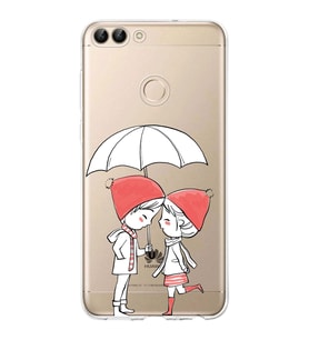 Huawei P Smart 2018 Uyumlu Kapak Aşk Tasarımlı Şeffaf Silikon Kılıf