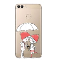 Huawei P Smart 2018 Uyumlu Kapak Aşk Tasarımlı Şeffaf Silikon Kılıf