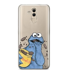 Huawei Mate 20 Lite Uyumlu Susam Sokağı Kurabiye Canavarı Desenli Şeffaf Telefon Kılıfı